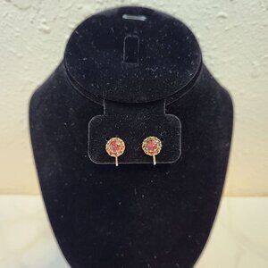 Vintage Vargas Purple Amethyst Gemstone Fashion Jewelry Goldtone Screw-On Back‎